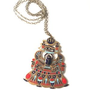 Egyptian Scarab Necklace, HUGE Statement Piece